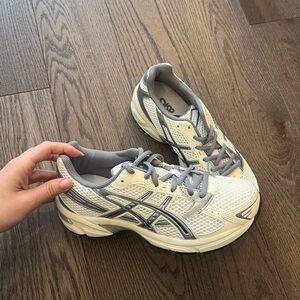 Asics Off-White and Gray Running Shoes